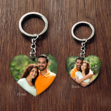Personalized Double-Sided Heart Photo Keychain